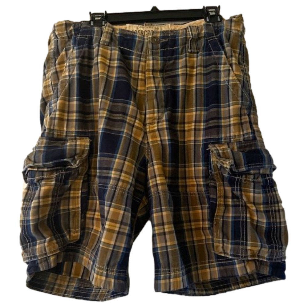 ABERCROMBIE & Fitch 34 Cargo short Plaid blue and gold